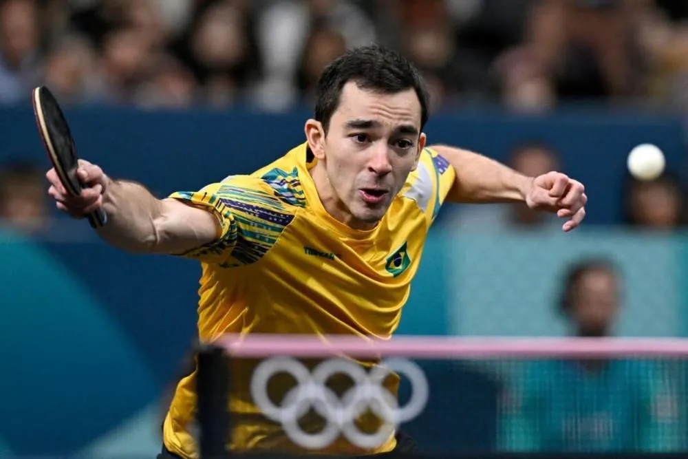  Hugo Calderano disputa o bronze hoje. | Foto: WANG ZHAO