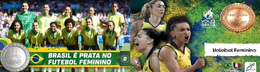 Brasil conquista medalha de prata no futebol feminino e bronze no vôlei feminino